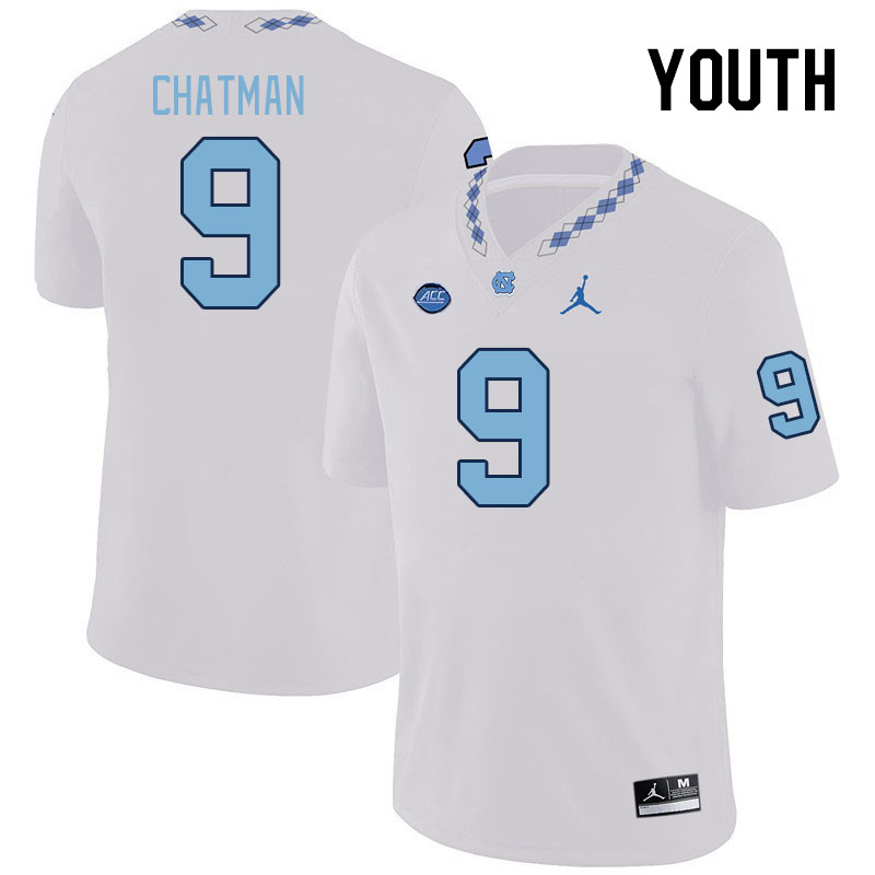 Youth #9 Armani Chatman North Carolina Tar Heels College Football Jerseys Stitched-White